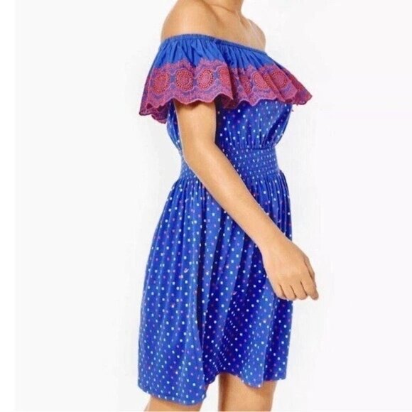 CLEAROUT LILLY PULITZER Kalama Off-The-Shoulder Smocked Dress Size Small - Picture 4 of 14